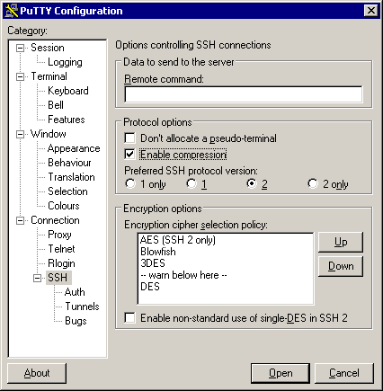 ssh tunnel putty